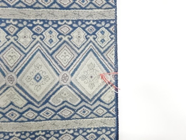  未使用品　横段に菱・更紗模様織り出し　名古屋帯